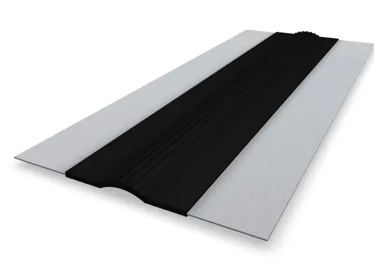 PREFA Ardense goot dilatatie, aluminium, zwart, 6.000 x 375 mm, hoogwaardige afdichtingsoplossing voor dakgootinstallatie.