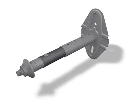 PREFA pijpbeugelhouder voor ETICS, verkrijgbaar in de maten 100-180 mm en 180-260 mm, inclusief plug, schroef en afdekkap, ideaal voor een veilige bevestiging van pijpbeugels.