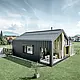 Eengezinswoning met zadeldak, dak- en gevelbedekking met PREFALZ van PREFA in P.10 antraciet. De panelen van het dak lopen door over de gevel. Een deel van de gevel is bekleed met verweerd hout.