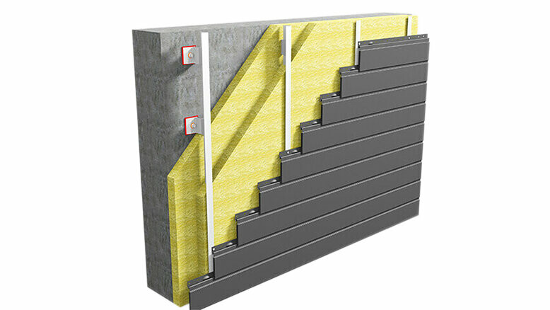 Wandopbouw met PREFA Sidings (horizontaal geïnstalleerd) op aluminium onderconstructie