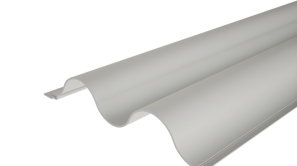 [Translate to Dutch:] PREFAs ekstruderede profil med bølger 34/100 med bølgeformet overflade til facadedesign eller altanbeklædning.