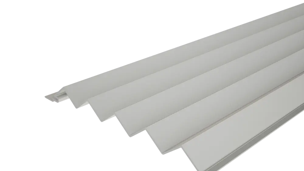 PREFA geëxtrudeerd profiel kartel 18/40 met gekarteld oppervlak, voor de gevelvormgeving of de balkonbekleding.