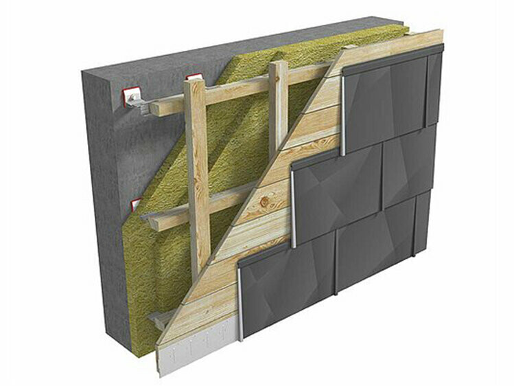 Installatie van gevelpaneel FX.12 op volledig bekisting