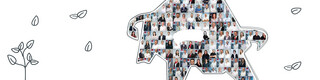 Logo PREFA stier met portretten van PREFA medewerkers - symboliseert de waarden en doelen van PREFA Aluminiumprodukte GmbH