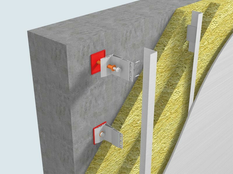 Constructie van een geventileerde voorhanggevel met een metalen onderconstructie