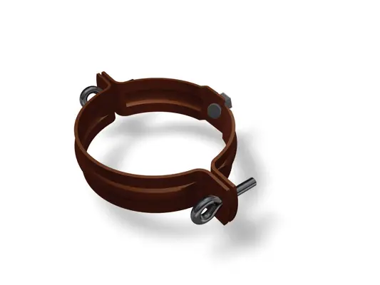 PREFA pijpbeugel voor standleiding, bruin, Ø 80, 100, 120 mm, stabiele bevestigingsoplossing voor regenpijpmontage.