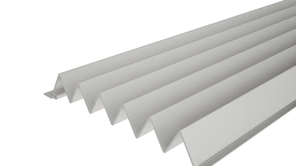 PREFA geëxtrudeerd profiel kartel 29/33 met gekarteld oppervlak, voor de gevelvormgeving of de balkonbekleding.