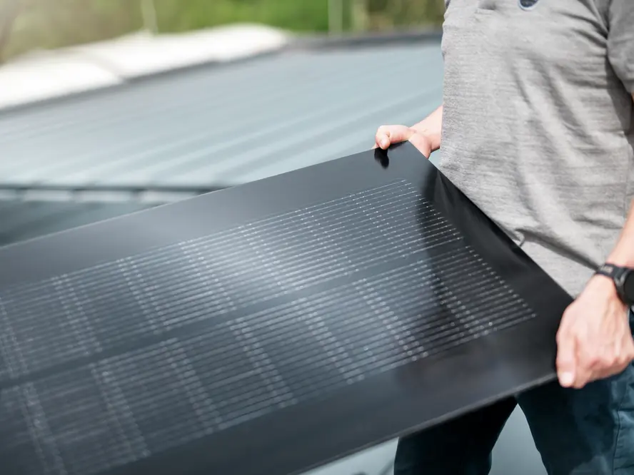 Detailfoto van een afzonderlijke solarmodule PREFALZ