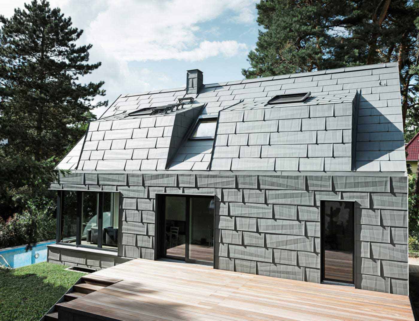 Referentieobjecten PREFA Daksystemen Dakpaneel FX.12 07 P.10 lichtgrijs