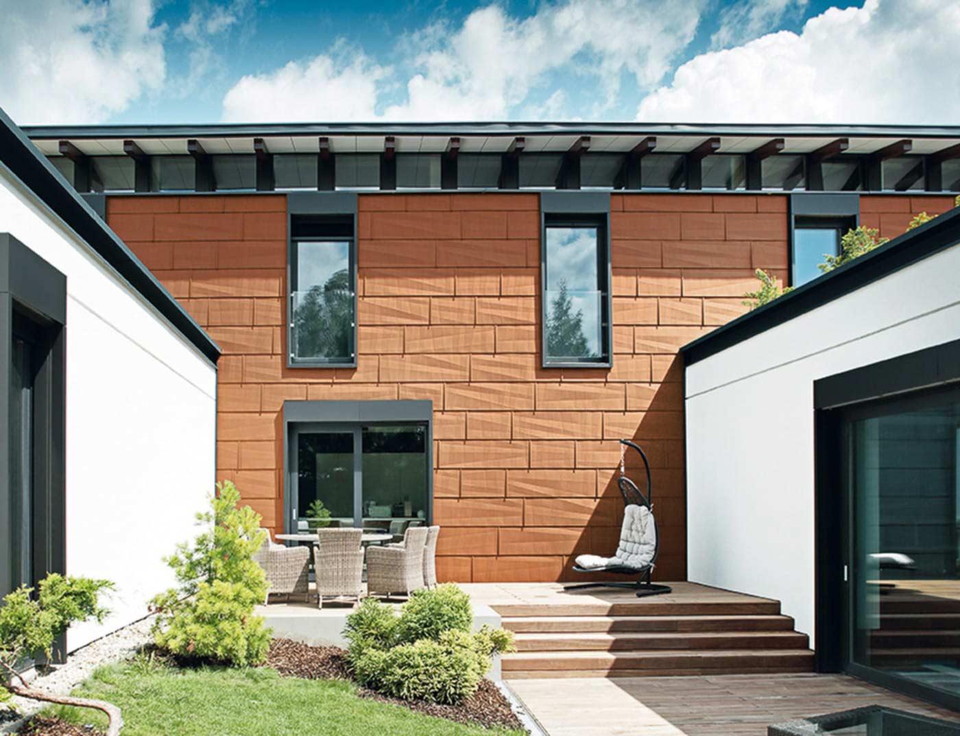 Referentieobjecten PREFA Gevelsystemen Gevelpaneel FX.12 04 P.10 baksteenrood