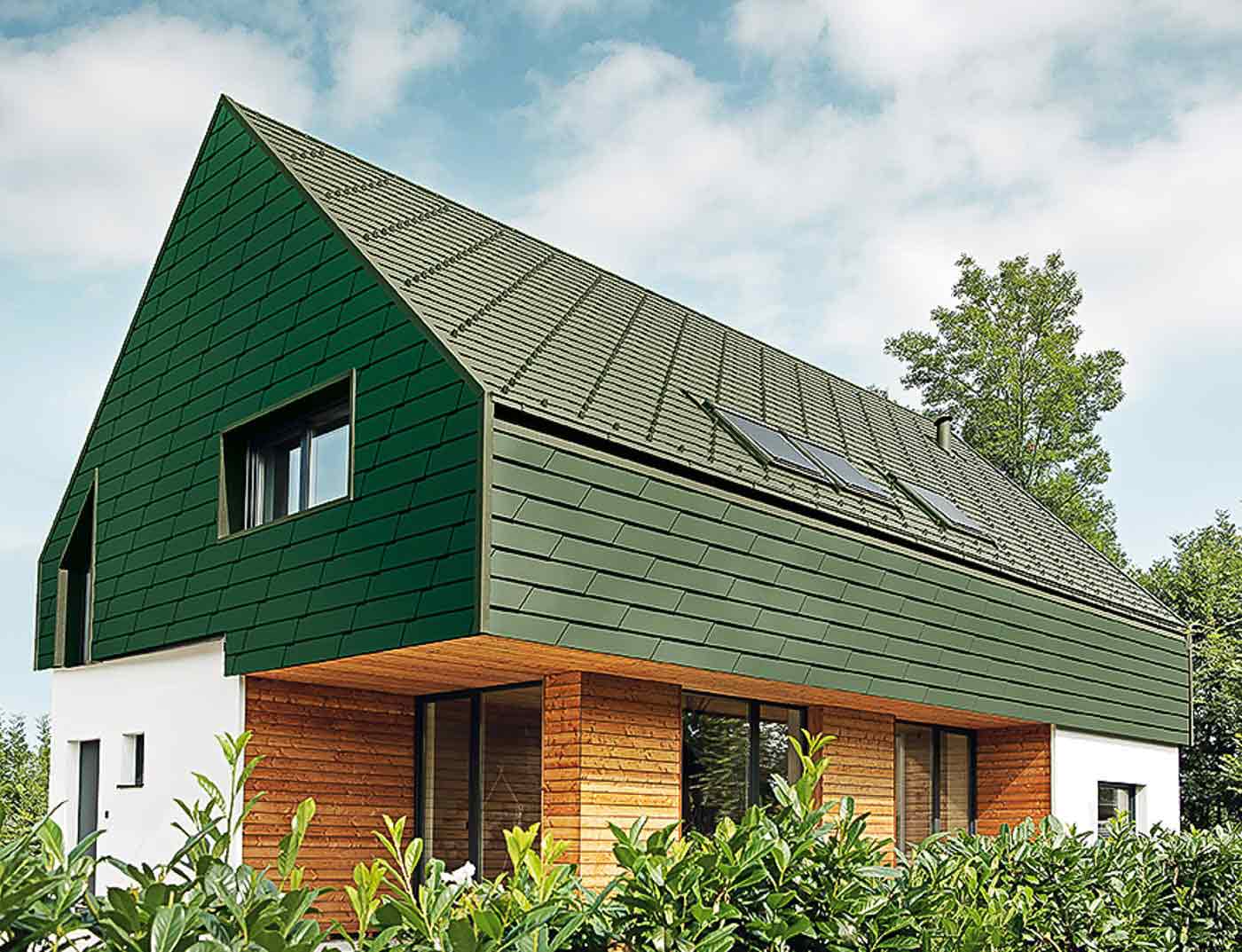 Referentieobjecten PREFA Gevelsystemen Gevelschindel XL 06 P.10 mosgroen