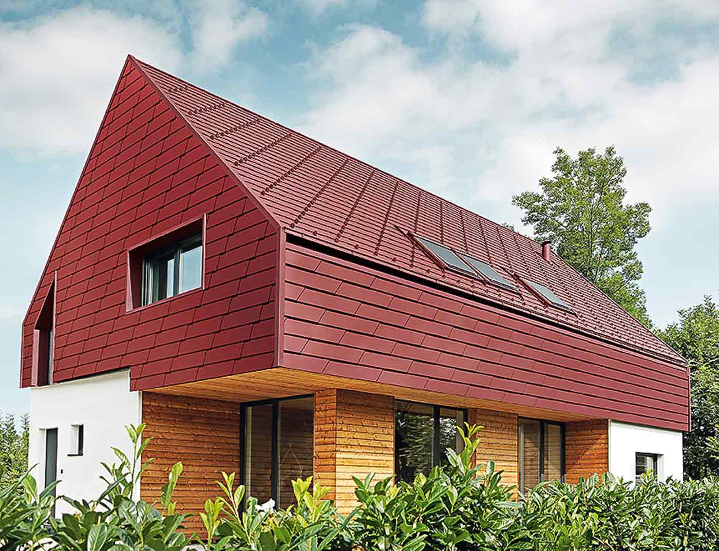 Referentieobjecten PREFA Gevelsystemen Gevelschindel XL 05 P.10 oxiderood