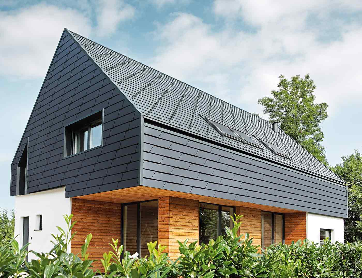 Referentieobjecten PREFA Gevelsystemen Gevelschindel XL 02 P.10 antraciet