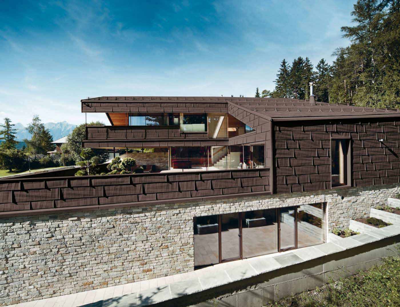 Referentieobjecten PREFA Gevelsystemen Gevelpaneel FX.12 11 P.10 hazelnootbruin